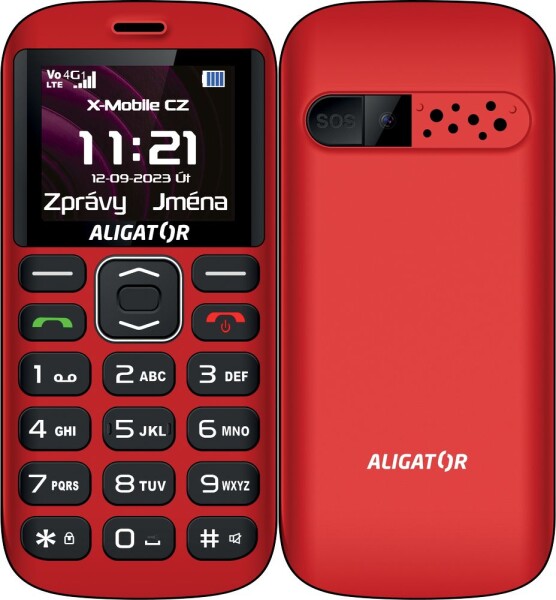 Aligator A720 4G Senior černo-čevená / 1.8" TFT / SOS tlačítko / nabíjecí stojánek / SOS lokátor / FM rádio (A720RB)