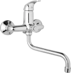 JB Sanitary Nástěnná umyvadlová a sprchová baterie SLIM, rozteč 150 mm, otočný přepínač v těle, bez příslušenství, trubkové ramínko 300 mm A10 39 50