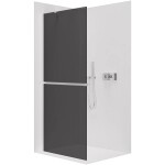 CERANO Sprchová zástěna Walk-in Onyx Y L/P - 8 mm + polička/držák na ručníky - chrom, grafitové sklo - 150x200 cm