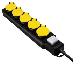 LogiLink přepěťová ochrana 5 zásuvek IP44 černá / Přepěťová ochrana / 1,5 m / 230 V / 16 A (LPS255)