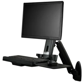 StarTech Nástěnný sit-stand držák monitoru černá / Nástěnný držák monitoru / VESA 75x100 / nosnost 8 kg / rotace 360° (WALLSTS1)