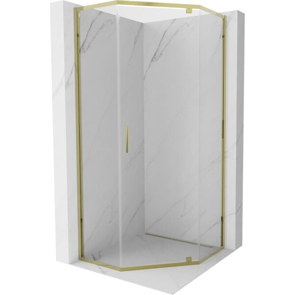 MEXEN - Exo sprchová kout pětiboký křídlový 90 x 90, transparent, zlato 812-090-090-50-00