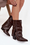 Kovbojky s otočeným límcem a zdobením Vyhřívané hnědé Inessia 39