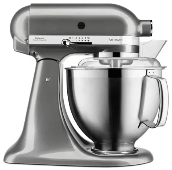 KitchenAid 5KSM185PSEMS stříbrná / Kuchyňský robot Artisan / 300W / 4,8L / 10 rychlostí (5KSM185PSEMS)