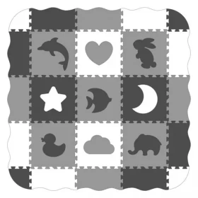 ECOTOYS Pěnové puzzle Zvířata a tvary černá-bílá SX s okraji / od 3 let (ECOEVA007)
