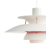 Louis Poulsen Závěsná lampa PH 5 Modern White, růžová barva, bílá barva