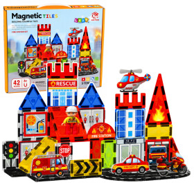 Mamido Magnetická stavebnice Hasičská základna 42 dílků