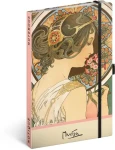NOTIQUE Notes Alfons Mucha – Petrklíč, tečkovaný, 13 x 21 cm (A-34392)