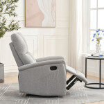Relaxační křeslo, manuální ovládání, světle šedá látka
