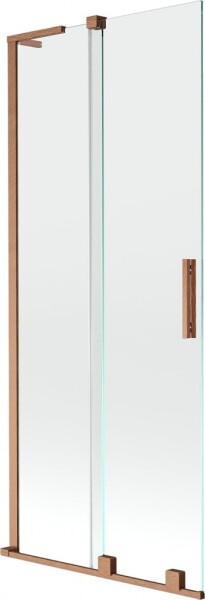 MEXEN/S - Velar L dvoukřídlá posuvná vanová zástěna 80 x 150, transparent, měď kartáčovaná 896-080-003-01-65