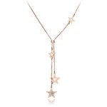 Ocelový náhrdelník se zirkony Ceferina Gold - chirurgická ocel, hvězdy, Zlatá 40 cm + 5 cm (prodloužení)