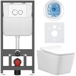 CERANO - Kompletní WC set Basic/Forte - bílá lesklá - WC tlačítko Dualo/Bílá - závěsné - předstěnová instalace - 51x36 CER-8050BD86108