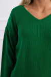 Svetr S202-15 s výstřihem do V zelený - Kesi UNI