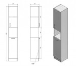 AQUALINE - SIMPLEX ECO vysoká skříňka s košem 30x180x30cm SIME310