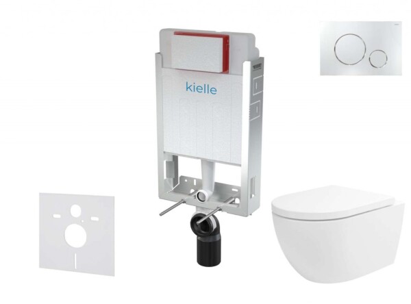 Kielle - Genesis Set předstěnové instalace, klozetu Oudee Vortex, sedátka softclose a tlačítka Gemini II, lesklý chrom 30505SZ83