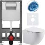 CERANO - Kompletní WC set Basic/Cesso - bílá lesklá - WC tlačítko Modulo/Stříbrná - volně stojící - předstěnová instalace - 49x36 CER-8050BD86012