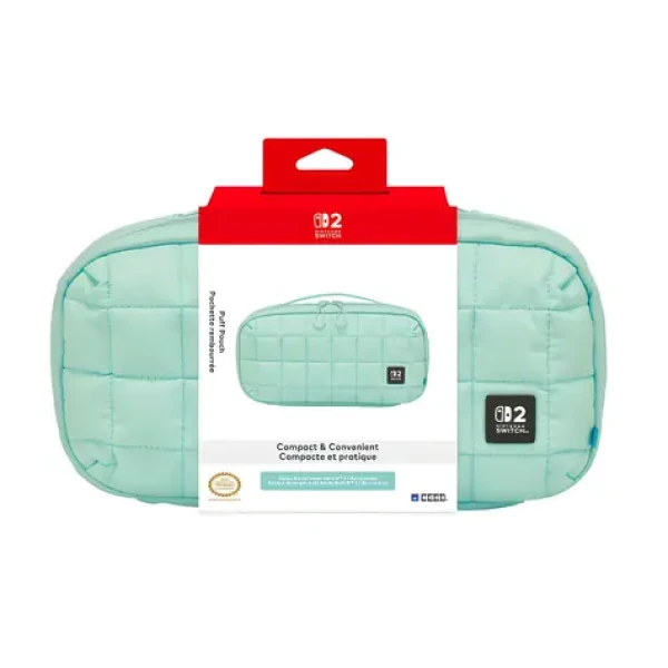 HORI Switch 2 Puff Pouch Cozy Green / Pouzdro / pro Nintendo Switch 2 / až 10 herních karet