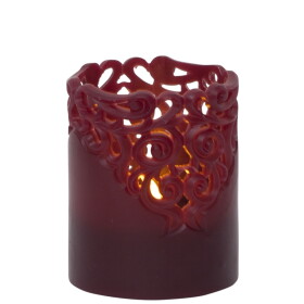 STAR TRADING Vosková LED svíčka Clary Red 10 cm, červená barva, plast, vosk