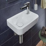 VILLEROY & BOCH - O.novo Umývátko Compact 36x25 cm, bez přepadu, 1 otvor pro baterii vpravo, CeramicPlus, alpská bílá 434337R1