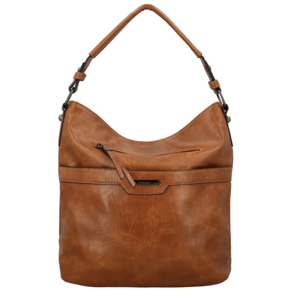 Trendy dámská koženková kabelka na rameno Sandipa, hnědá