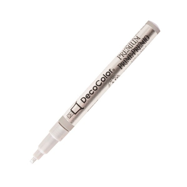Vysoce lesklý lakový popisovač Marvy Deco Color Premium 250 - seříznutý hrot, stříbrný