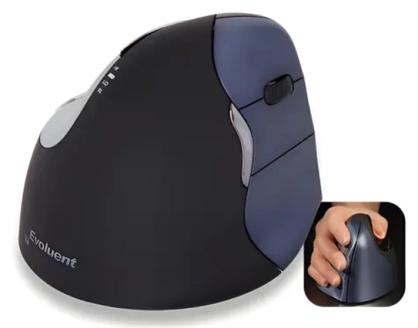 Evoluent VerticalMouse 4 Right Hand černá/modrá / Ergonomická bezdrátová myš / 2.4GHz / pro praváky (BNEEVR4W)