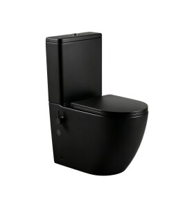 Erga Siena, WC kombi mísa 620x365x820 mm, Rimless + funkce bidetu + toaletní sedátko, černá matná, ERG-V03-SIENA-RIM-BID-BK