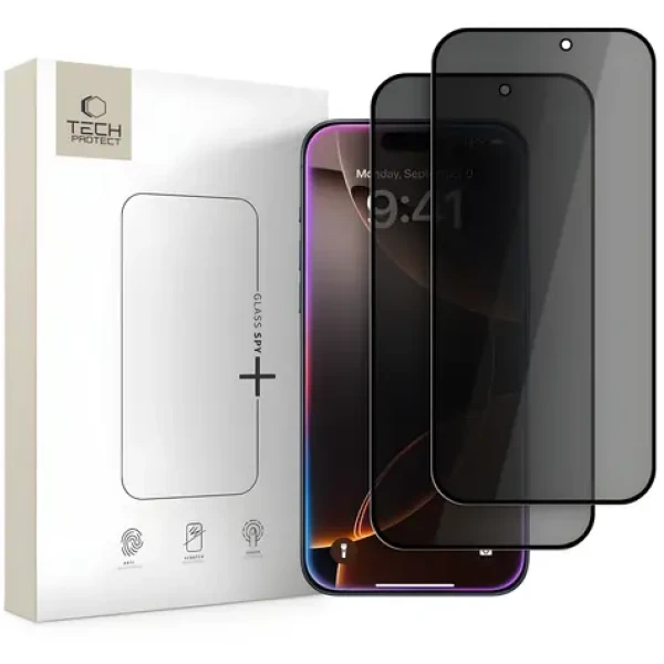 Tech-Protect Glass Spy+ / Tvrzené sklo / Privacy / Apple iPhone 16 Pro/17/17 Pro / 2 ks