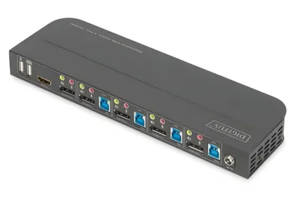 Digitus KVM Switch 4-Port / Přepínač KVM / 4x DisplayPort / 1x DP + HDMI výstup / 4K60Hz / USB 3.0 hub (DS-12890)