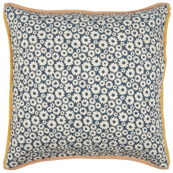 Ib Laursen Bavlněný povlak na polštář Vigga Petrol Print 50 × 50 cm, modrá barva, textil