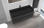 CERANO - Koupelnová skříňka Velora - černá matná, úchytka černá + umyvadlo z lit. mramoru s otvorem Vita - černá matná - 100x63x46,5 CER-8050BD83965