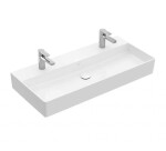 VILLEROY & BOCH - Memento 2.0 Dvojumyvadlo 100x47 cm, bez přepadu, 2 otvory pro baterii, alpská bílá 4A22A101