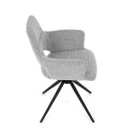 Židle jídelní, šedá látka, 360° vratný mechanismus, černý kov