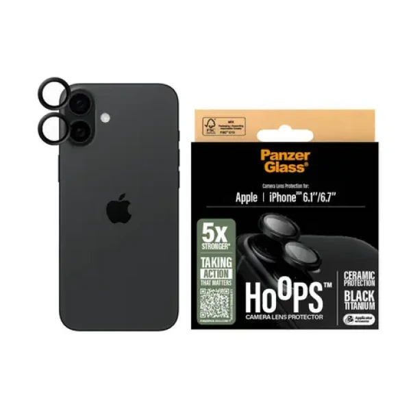 PanzerGlass Hoops Ceramic Apple iPhone 16/16 Plus ochranné kroužky pro čočky fotoaparátu - černý titan (1281)
