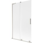 MEXEN/S - Velar L dvoukřídlá posuvná vanová zástěna 110 x 150, dekor, nikl kartáčovaný 896-110-003-31-97