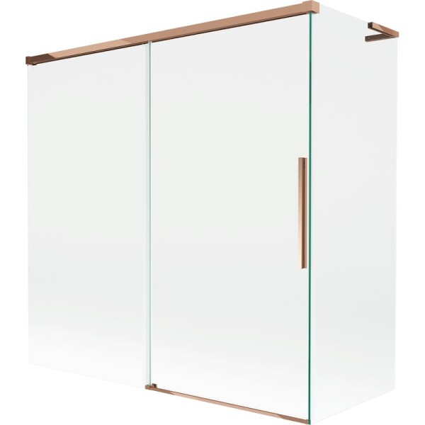 MEXEN/S - Rox L vanová zástěna 2-křídlová posuvná 160 + 70 x 150, transparent, růžové zlato 8C9L-160-070-60-00