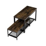 Botník 2 police, MDF dekor staré dřevo, kov - černý matný lak