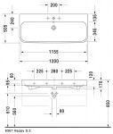 DURAVIT - Happy D.2 Umyvadlo 120x51 cm, s přepadem, otvor pro baterii, bílá 2318120000