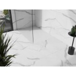 MEXEN/S - Stone+ obdélníková sprchová vanička 130 x 90, bílá, mřížka bílá 44109013-W