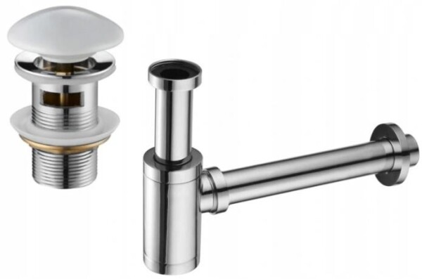 MEXEN - Umyvadlový sifon s výpustí click-clack s přepadem a keramickou zátkou, chrom/bílý 7992050-02
