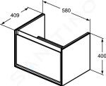 IDEAL STANDARD - Connect Air Skříňka pod umyvadlo Cube 650 mm, 580x409x400 mm, dekor šedý dub/bílá mat E0847PS