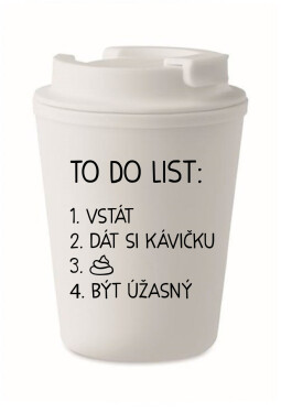 TO DO LIST: BÝT ÚŽASNÝ - bílý termohrnek 300 ml