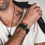 Pánský ocelový náhrdelník Lion Black - přívěsek s motivem lva, Černá 60 cm