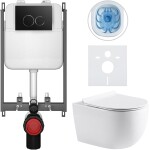 CERANO - Kompletní WC set Basic/Felci - bílá lesklá - WC tlačítko Dualo/Černá - pro zazdění - 53x37 CER-8050BD86066