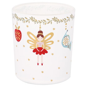 GREEN GATE Skleněný svícen Cindarella Xmas White 10 cm, bílá barva, sklo