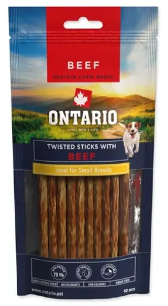 ONTARIO Protein žvýkací tyčinky s hovězím / Pamlsek pro psy / točené / 10 ks / 12,7 cm (214-859075)