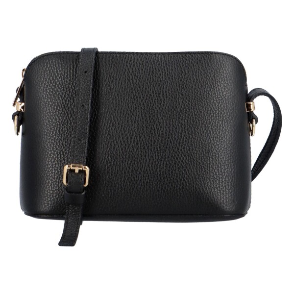 Basic kožená crossbody kabelka Carlota, černá/zlatá