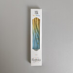 Dortové svíčky zakroucené modro-žlutá se zlatem 6ks