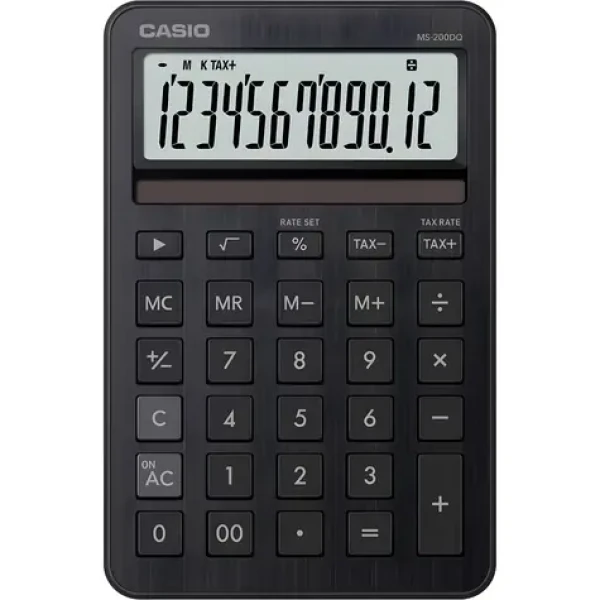 Casio MS-200DQ-BK černá / Stolní kalkulačka / 12místný displej / DPH a marže (MS-200DQ-BK)