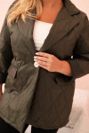 Dámská bunda Plus Size prošívaná s límcem a knoflíkem khaki UNI